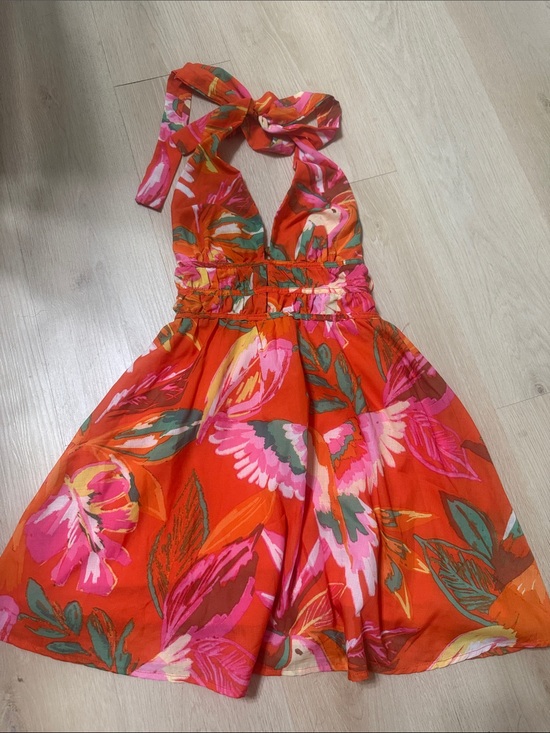 Crystal Sky Dresses & Skirts - Women Orange Floral Halter Dress